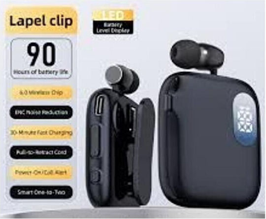 K91 In-Ear Bluetooth Kopfhörer Revers Schwarz