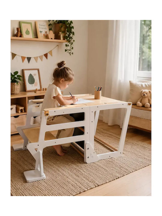 Learning Tower for Painting Made of White Wood Learning Tower for Painting Made of White Wood