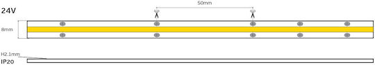 VK Lighting Smart Bandă LED Wi-Fi 24V Lumină Alb Cald 5m Tip COB