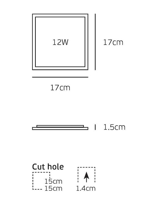 VK Lighting Vertieftes LED-Panels 12W mit Warm zu kühlem Weiß