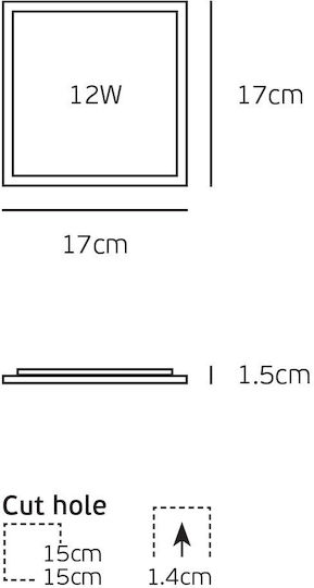 VK Lighting Χωνευτό LED Panel 12W