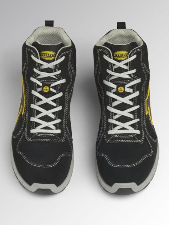 Utility Diadora Αδιάβροχο Μποτάκι Ασφαλείας Μαύρο Run A.box Mid S3s Fo Sr Esd En Iso 20345:2022 182529