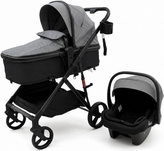 Homeone Verstellbarer 3-in-1 Baby Kinderwagen Für Ab 6+ Monate Grau C10-GREY