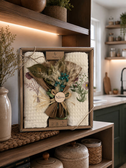 Kipper Flowers Хавлиена Кърпа За Кухня От 100% Памук В Бежов Цвят 40x60см 2 Бройки