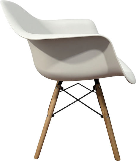 Eclora Scaun De Dining Din Polipropilenă Alb/Natural 63x58x78cm
