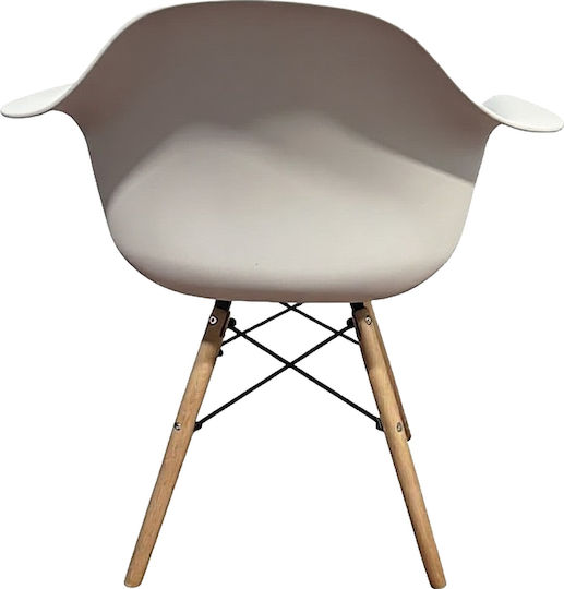 Eclora Scaun De Dining Din Polipropilenă Alb/Natural 63x58x78cm