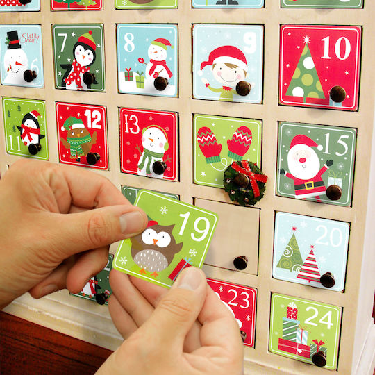 Sticker Set Advent Calendar 1-24 5x5 Cm Self-adhesive Christmas Decoration