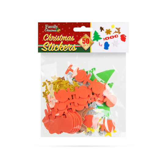 Christmas Foam Stickers 50 Pcs Creative Decorative Set Festive Designs