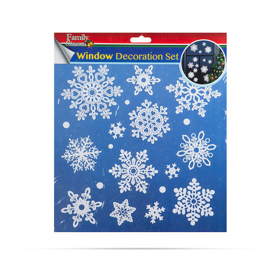 Set De Decorare Pentru Fereastră Fulgi De Zăpadă 300x350 Mm Autocolante Albe Reutilizabile