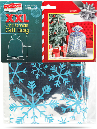 Santa Sack Extra Large 78x120 Cm Durable Foil Snowflake Pattern
