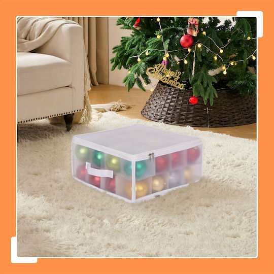Relaxdays Christmas Bauble Storage Box White Transparent 18x36x36 Cm