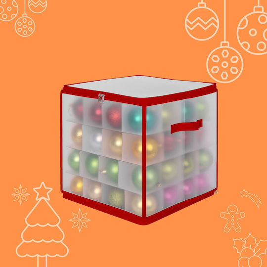 Christmas Bauble Storage Box Relaxdays Red Transparent 36x36x36 Cm