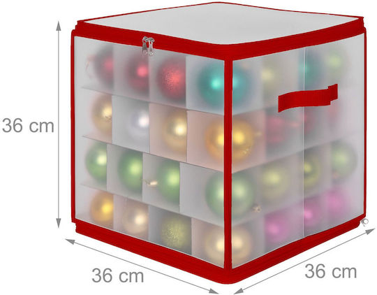 Christmas Bauble Storage Box Relaxdays Red Transparent 36x36x36 Cm