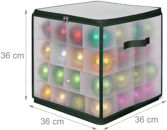 Relaxdays Christmas Ornament Storage Box Green Transparent 36x36x36 Cm