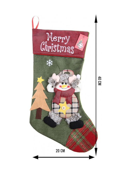 Christmas Decorative Sock with Elf L40xW20cm Green