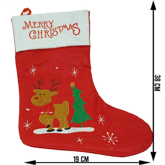 Weihnachtliche Dekorationssocke mit Rentier M38xP19cm Rot