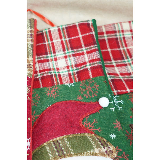 Christmas Decorative Sock with Santa Claus H40xW20cm Green