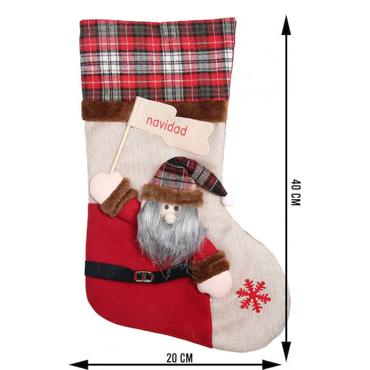 Ciorap Decorativ De Crăciun Cu Moș Crăciun L40xL20cm