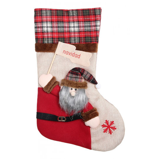 Ciorap Decorativ De Crăciun Cu Moș Crăciun L40xL20cm