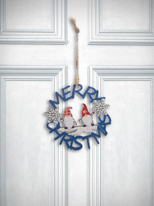 Christmas Wooden Decorative 10cm Blue