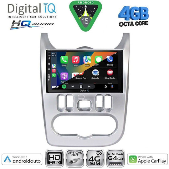 Digital IQ Ηχοσύστημα Αυτοκινήτου για Renault Logan Dacia Duster / Logan / Sandero 2006-2012 (Bluetooth/USB/WiFi/GPS/Apple-Carplay/Android-Auto) με Οθόνη Αφής 9"