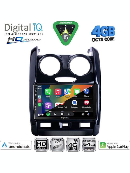 Digital IQ Car Audio System for Renault Logan Dacia Duster Logan Sandero 2006-2012 Bluetooth USB WiFi GPS Apple CarPlay Android Auto with 9" Touch Screen
