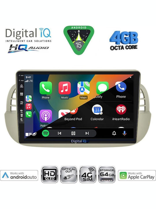 Digital IQ Car Audio System for Fiat 500 2007-2015 Bluetooth USB WiFi GPS Apple CarPlay Android Auto with 9" Touch Screen