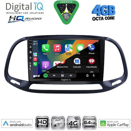 Digital IQ Ηχοσύστημα Αυτοκινήτου για Opel Combo Fiat Doblo 2015-2018 (Bluetooth/USB/WiFi/GPS/Apple-Carplay/Android-Auto) με Οθόνη Αφής 9"