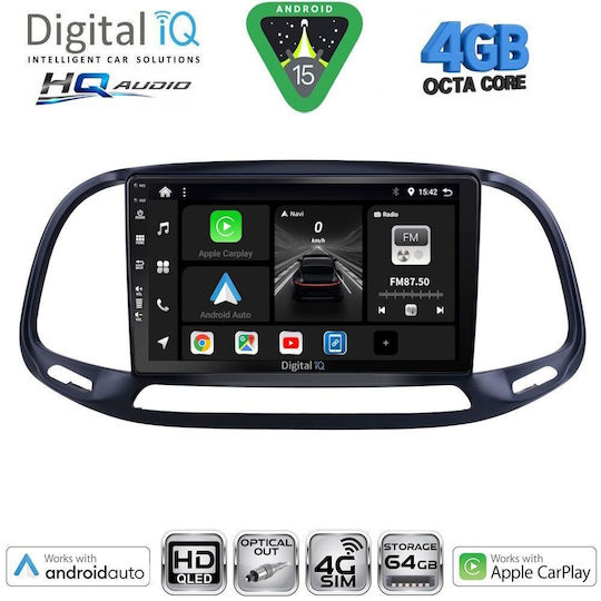 Digital IQ Ηχοσύστημα Αυτοκινήτου για Fiat 500X 2014 (Bluetooth/USB/WiFi/GPS/Apple-Carplay/Android-Auto) με Οθόνη Αφής 9"