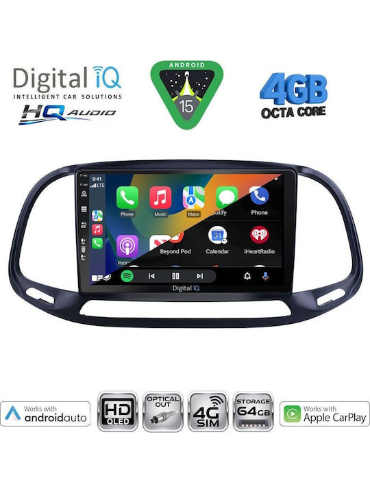 Digital IQ Car Audio System for Fiat 500X 2014 (Bluetooth/USB/WiFi/GPS/Apple CarPlay/Android Auto) with 9" Touch Screen