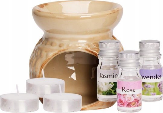 Ceramic Oil Burner Set 3 Essential Oil Scents 1 Tealight