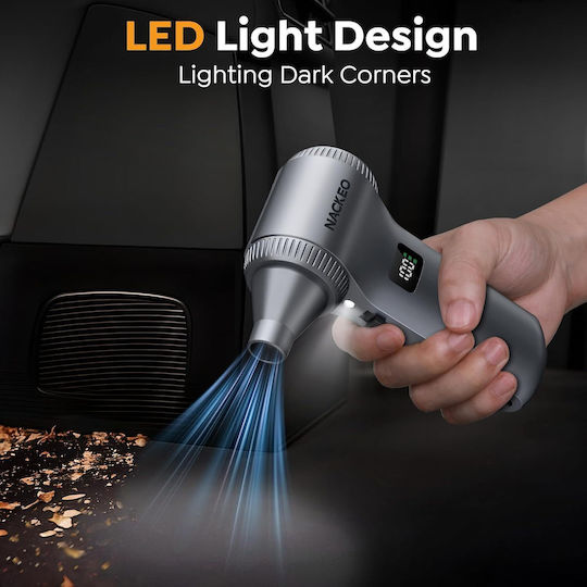 Nackeo K100 Suflantă Electrică cu Aer Comprimat Viteză Reglabilă 0-100 5 Capete de Duze Incluse 230000 Rotații pe Minut la Putere Maximă Iluminare Led Portabilă Potrivită pentru Curățarea Tastaturilor Mașinilor Acasă Exterior