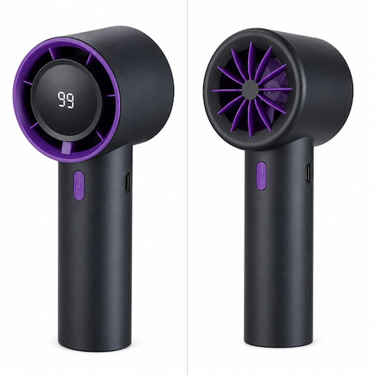 Depox Ventilator Portabil Turbo 99 Viteze Display Led USB Reîncărcabil Negru
