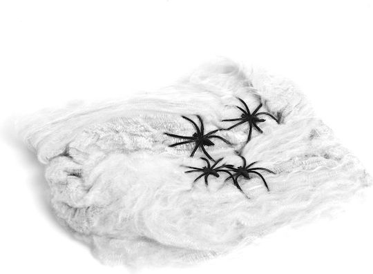 Spinnennetz Spinne Weiß 4-5 M² Synthetisches Baumwollmaterial 4 Spinnen Halloween