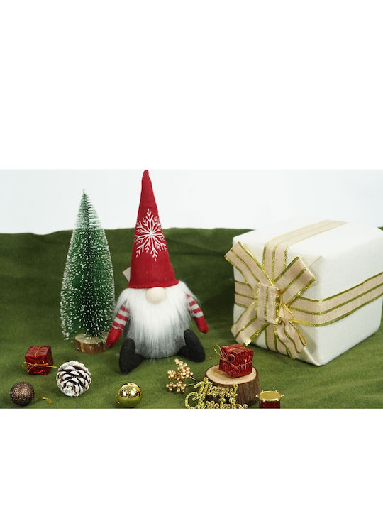 Коледна Фигура Elf С Червена Шапка Alista Home Червено Сиво Текстил 31 См