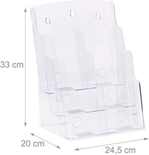 Relaxdays Magazinordner 3 Fächer Transparent 33x24,5x20cm