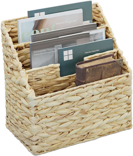 Relaxdays Magazine Holder 3 Compartments Natural 34x20x34 Cm