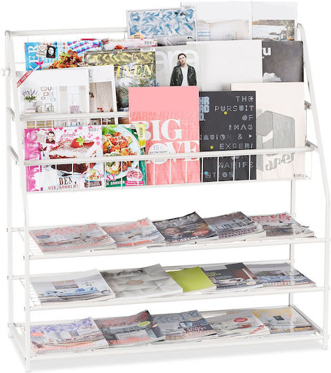 Relaxdays Xl Metal Magazine Holder White 96x37x97 Cm
