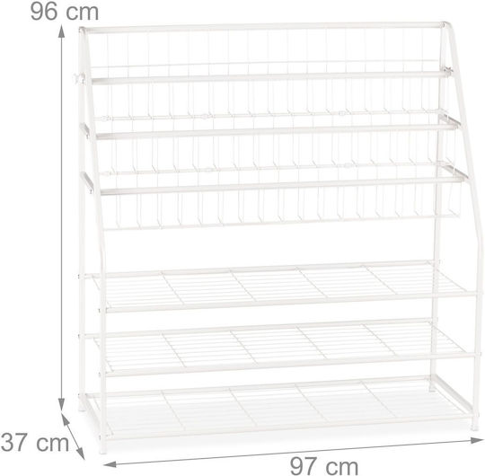 Relaxdays Xl Metal Magazine Holder White 96x37x97 Cm