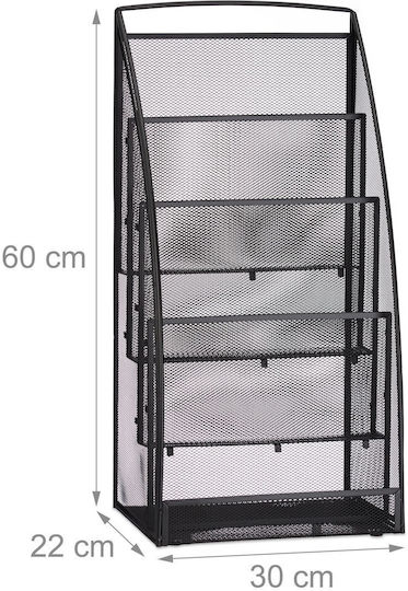 Relaxdays Metal Mesh Magazine Holder Black 60x22x30 Cm