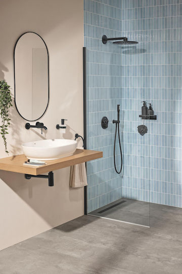 Grohe Σετ Μίκτης & Στόμιο Εντοιχισμού για Νιπτήρα Μαύρο