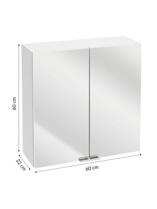 Deftrans Oglindă de Baie din Metal cu Dulap 60x60cm Alb