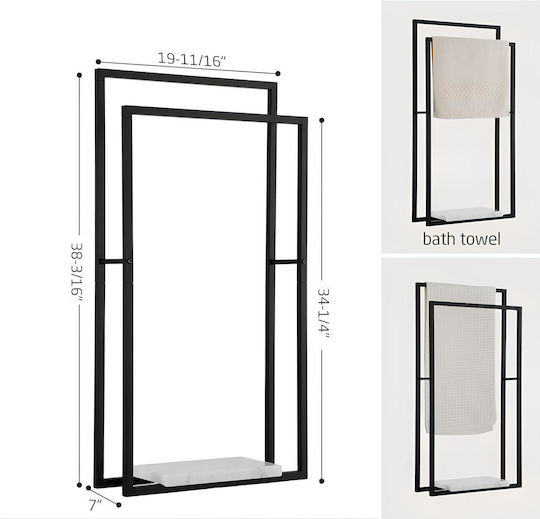 Resteq Badezimmerhaken & -halter Doppelter 100x180cm Schwarze