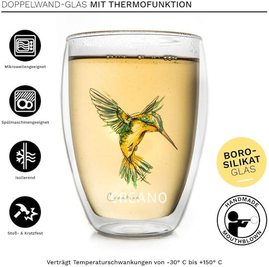 Creano Cană Din Sticlă Verde 250ml