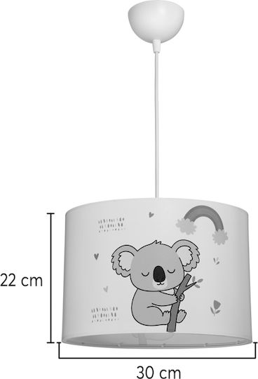 Pakketo Koala Einfaches Licht Kinderzimmer-Deckenleuchte Hängend aus Kunststoff 20W mit E27 Fassung 30x20cm