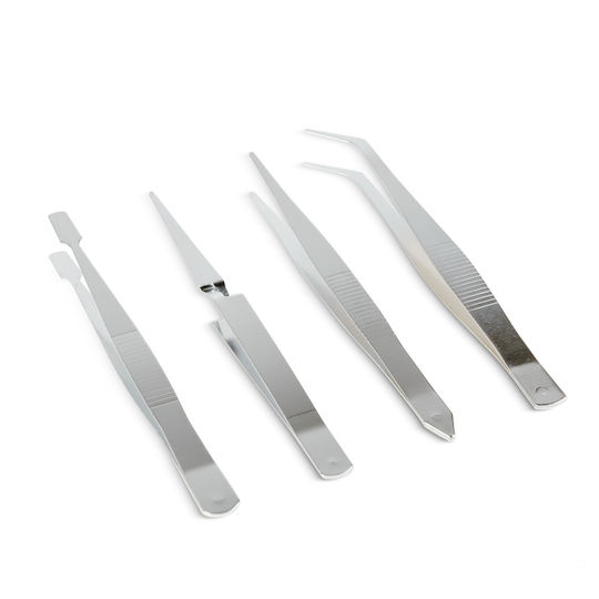 Set 4 Stainless Steel Tweezers Electronics Modeling Precision