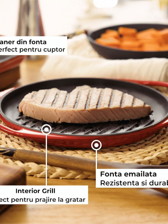 Lätt Home Grill Pan Cast Iron with Enamel Coating 26cm