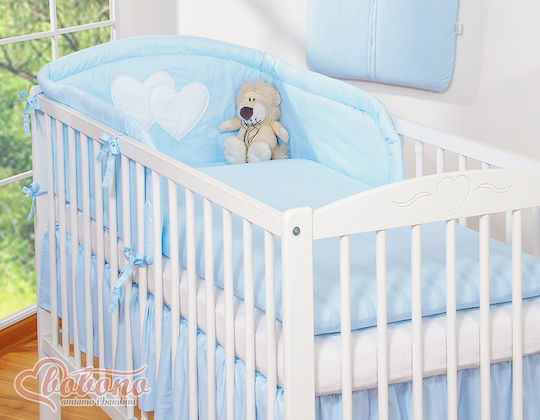 Bobono Bobono Baby Bettwäsche-Set Für Krippe Blue Hearts Und Streifen 3 Stück
