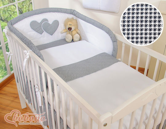 Bobono Crib Set Black Houndstooth 3 Pieces