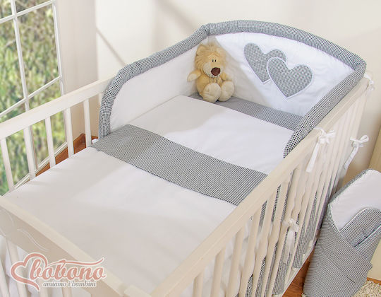 Bobono Crib Set Black Houndstooth 3 Pieces